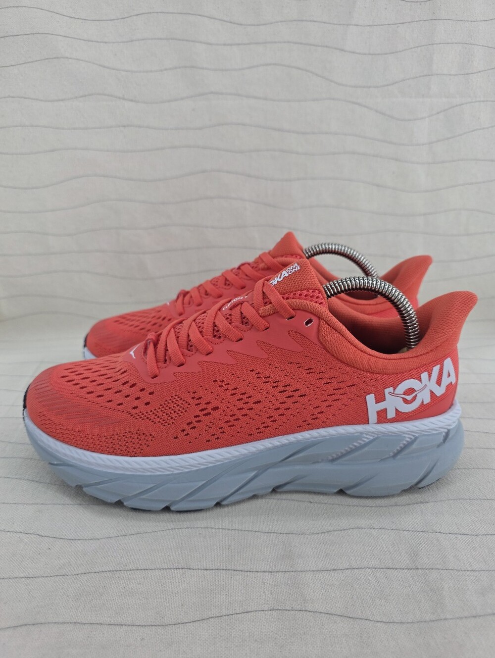 Hoka One One Womens Clifton 7 Coral Gray Running Shoes 1110509 HCWH Size 8 - Picture 2 of 11